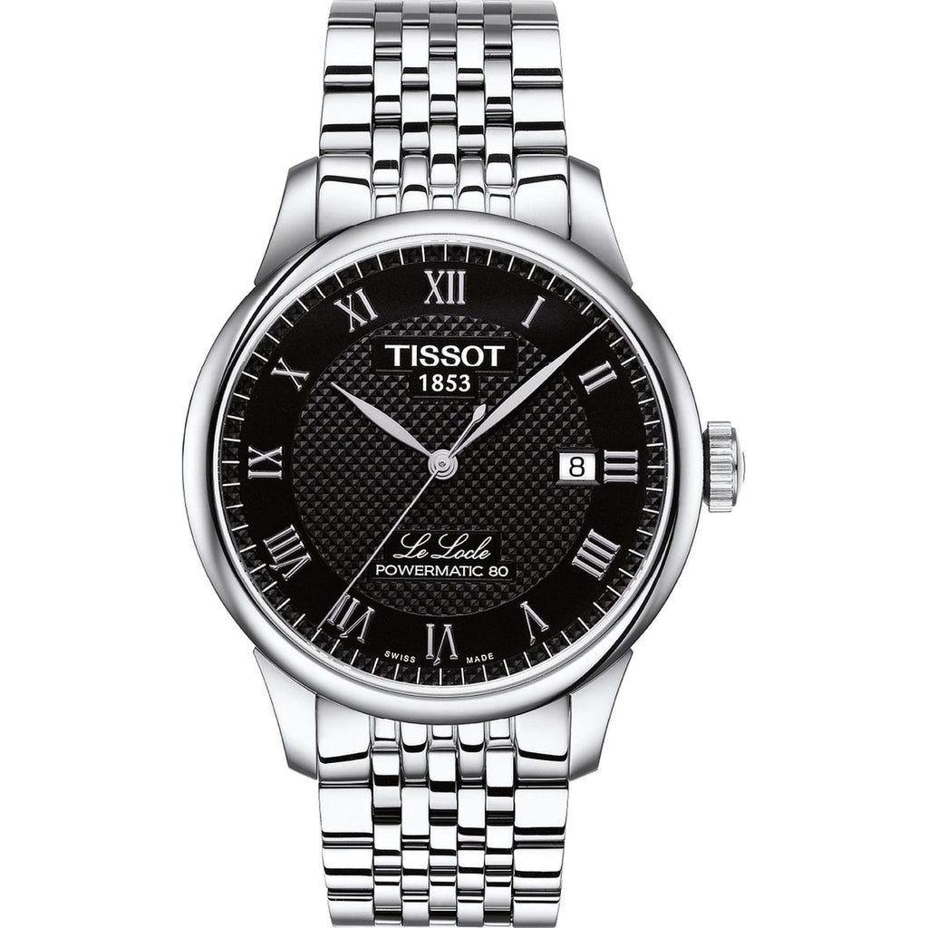 Tissot Le Locle Powermatic 80 Herrenuhr silber schwarz Edelstahl