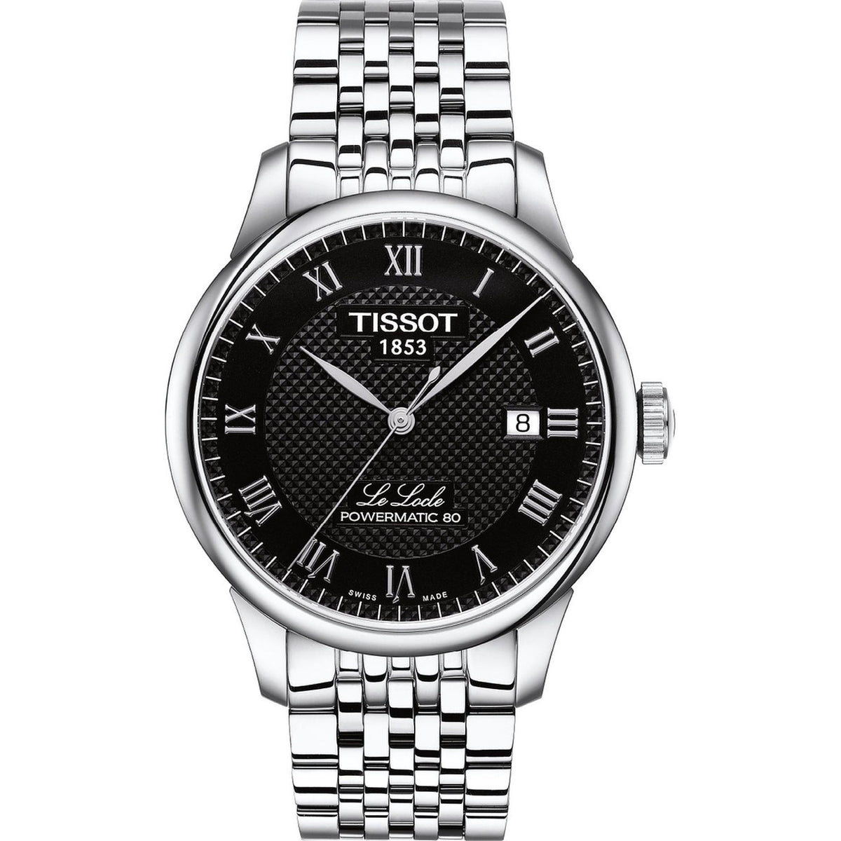 Tissot Le Locle Powermatic 80 Herrenuhr silber schwarz Edelstahl