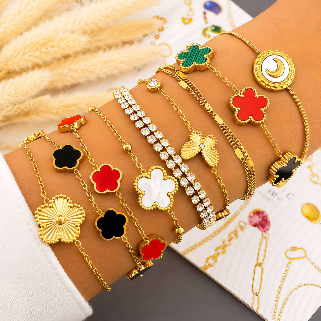 Flower Meadow Armband aus 18K vergoldetem Edelstahl