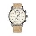 Tommy Hilfiger Kane Armbanduhr silber beige Lederarmband