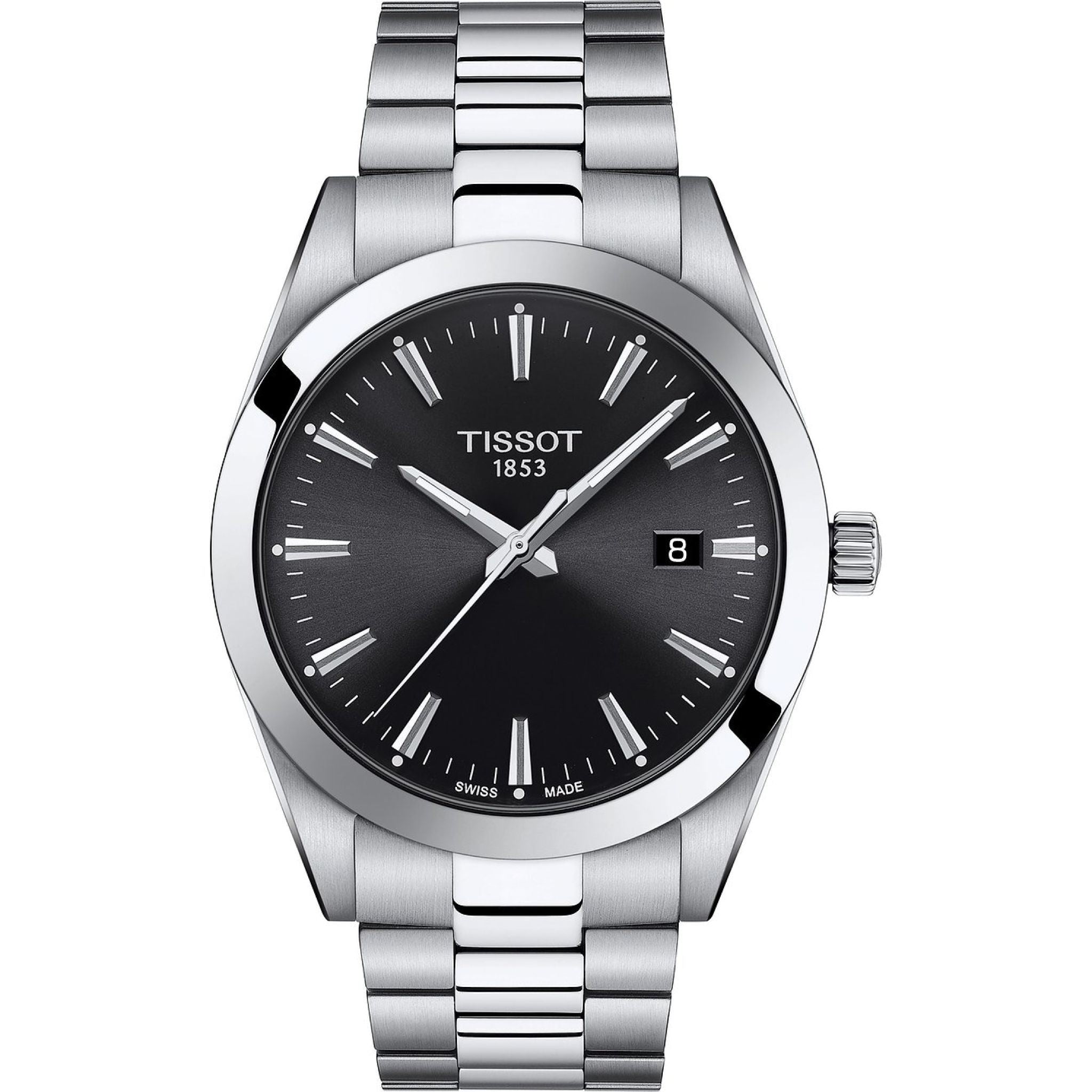 Tissot Gentleman Herrenuhr silber schwarz Edelstahl