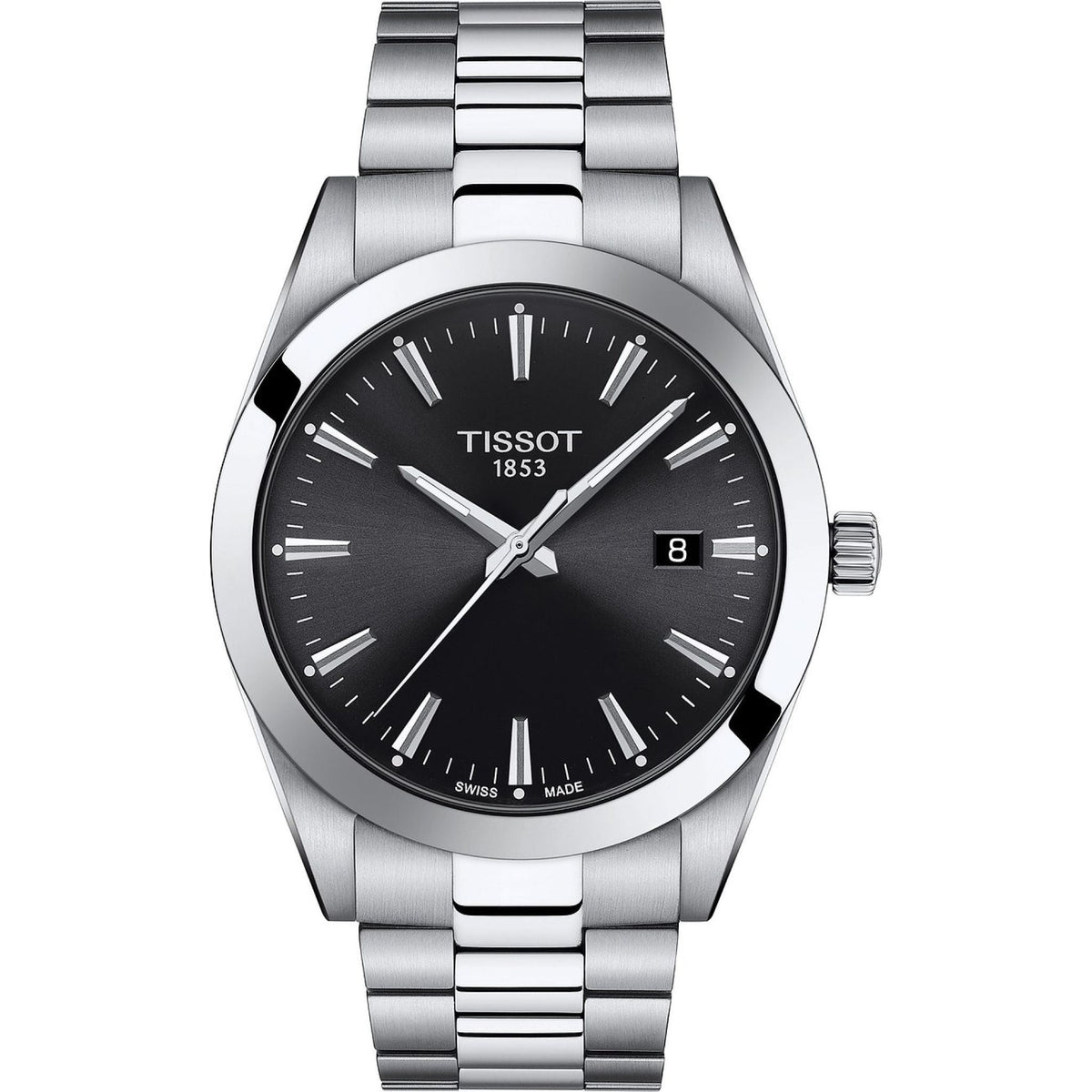 Tissot Gentleman Herrenuhr silber schwarz Edelstahl