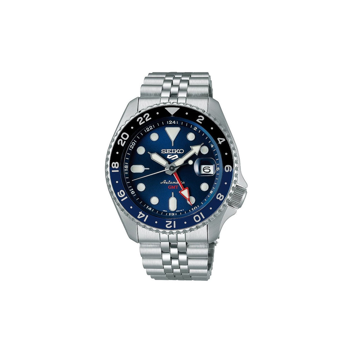 Seiko 5 Sports Herrenuhr GMT silber blau SSK003K1