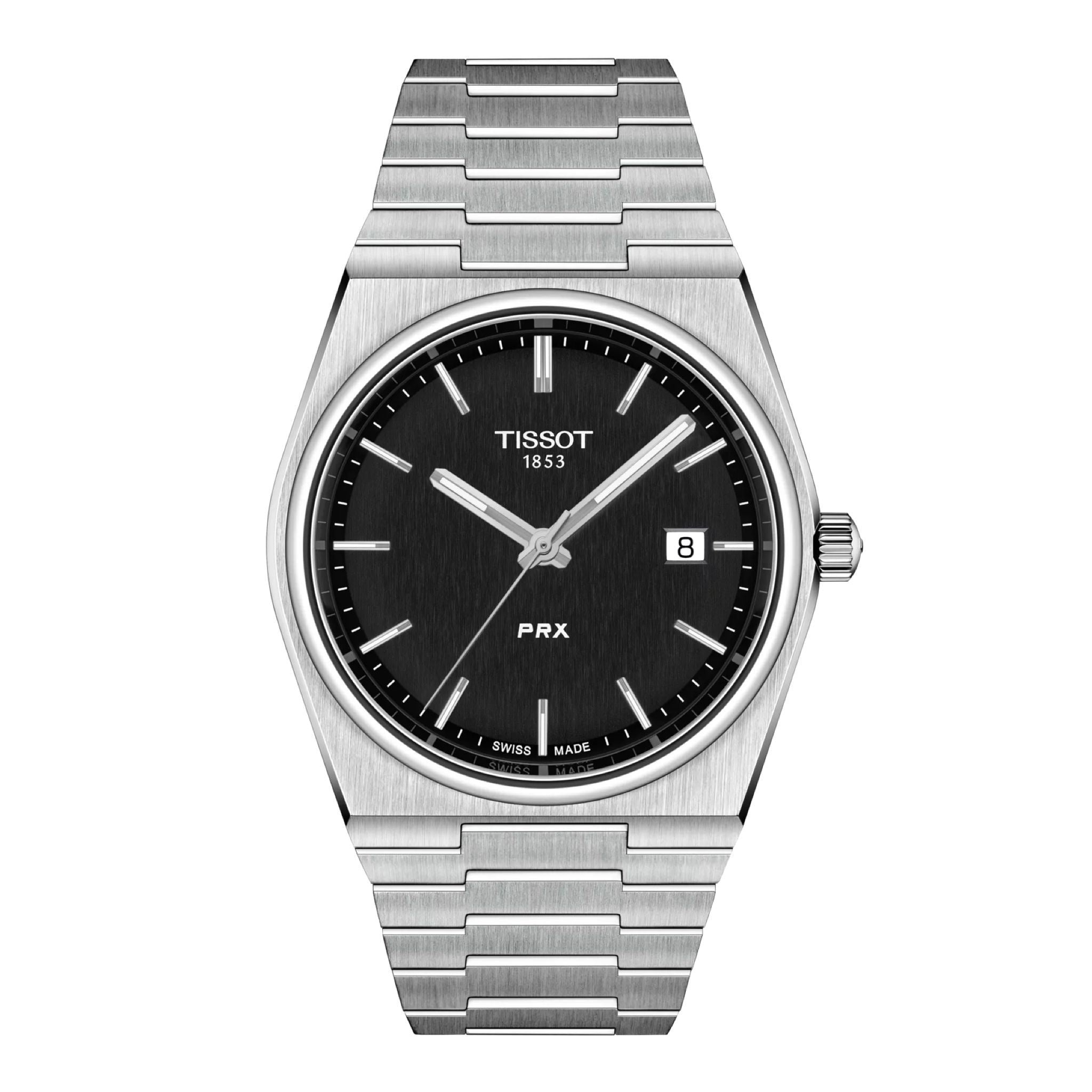 Tissot PRX 40mm Herrenuhr silber schwarz Edelstahl