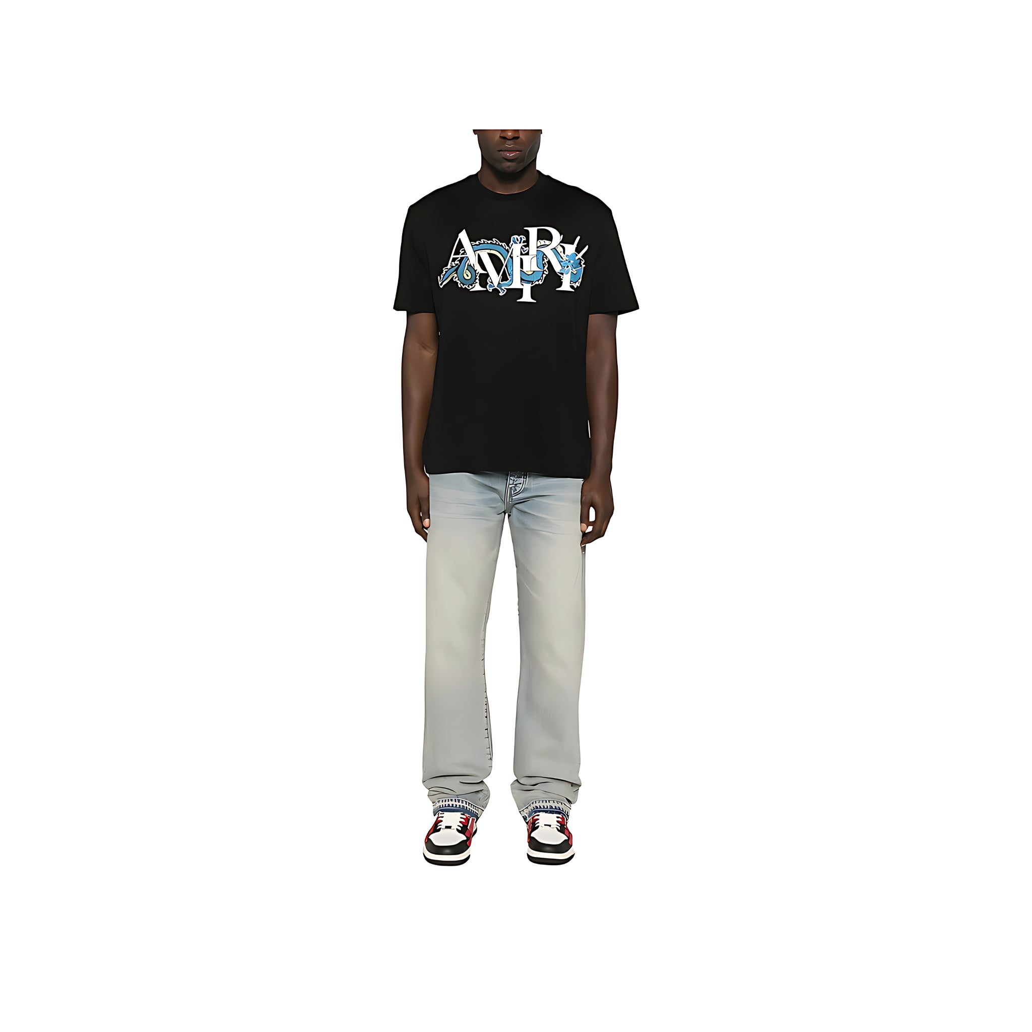 Amiri T-Shirt mit Drachen Print Schwarz Herren