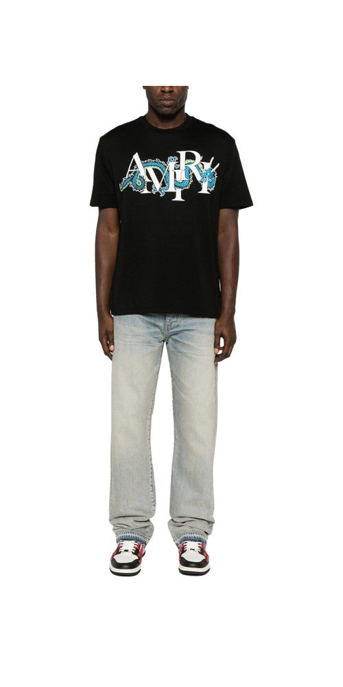 Amiri T-Shirt mit Drachen Print Schwarz Herren