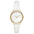 Michael Kors Cinthia Lady Damenuhr gold weiß Lederarmband