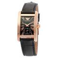 Emporio Armani Damenuhr roségold schwarz Lederarmband