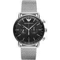 Emporio Armani Aviator Chronograph Herren silber schwarz