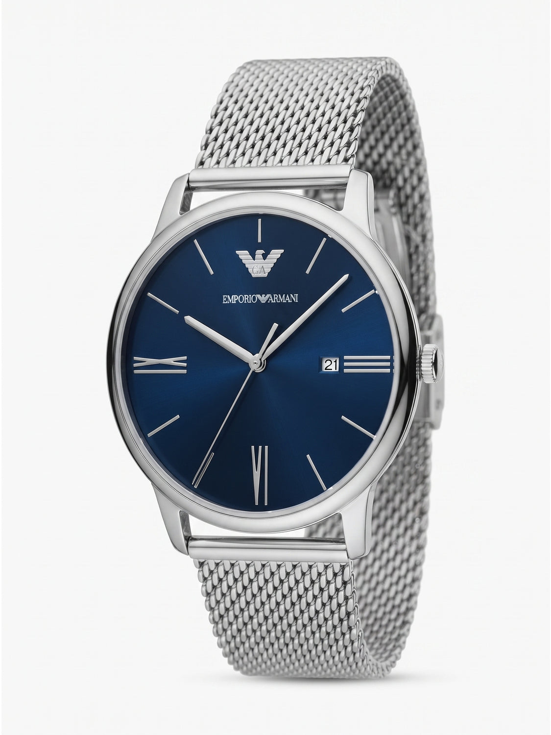 AR11571 Emporio Armani Herrenuhr Quarz Edelstahl Mesh Blau