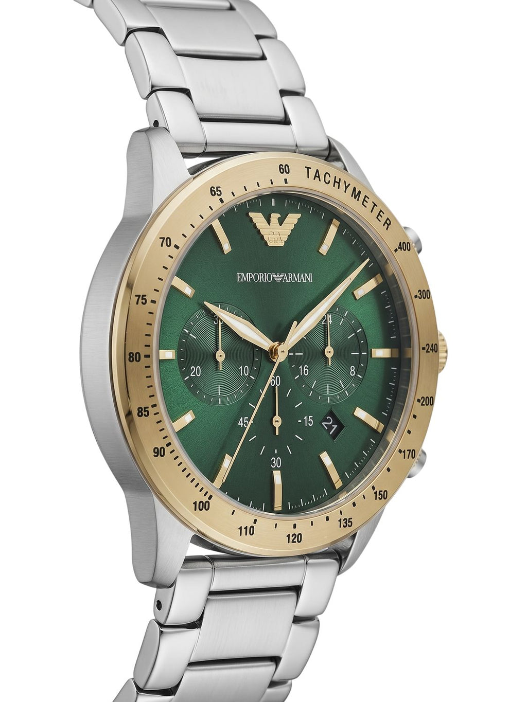 Emporio Armani Mario Chronograph Bicolor Edelstahl Grün AR11454