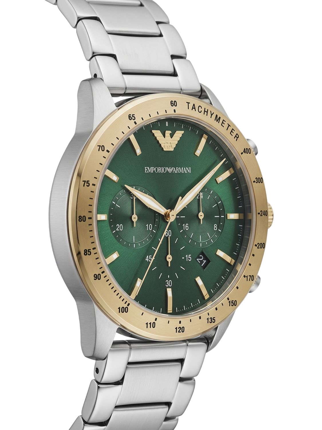 Emporio Armani Mario Chronograph Bicolor Edelstahl Grün AR11454