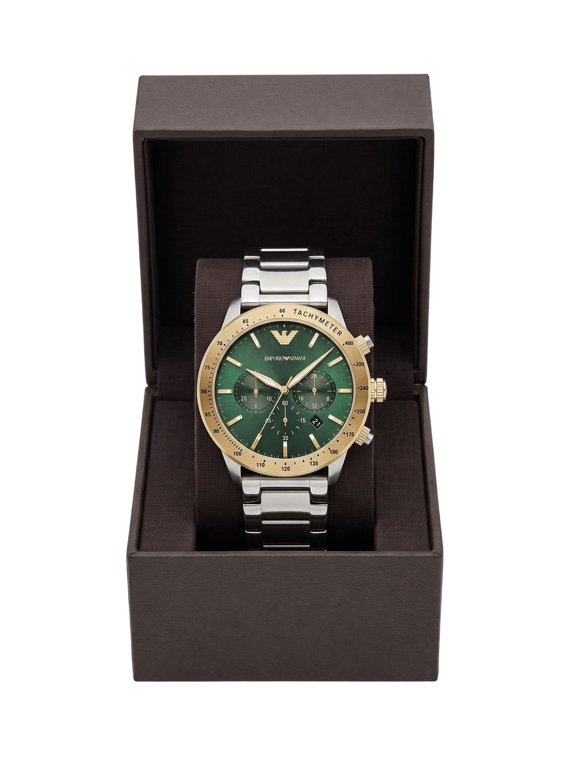 Emporio Armani Mario Chronograph Bicolor Edelstahl Grün AR11454