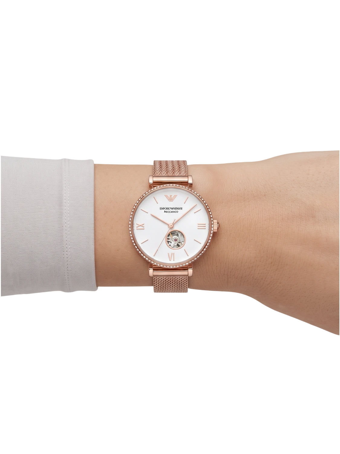 Emporio Armani Automatic Damenuhr Edelstahl Roségold AR60063