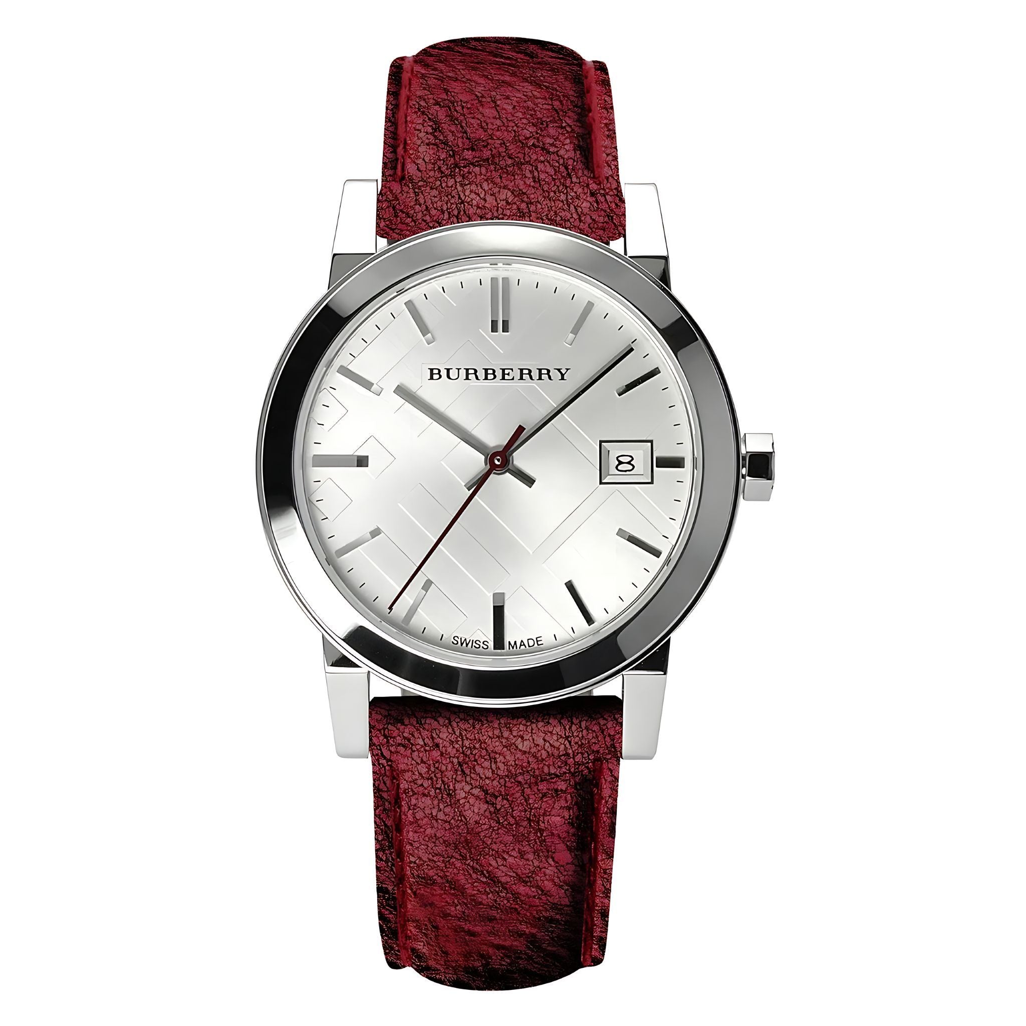 Burberry The City Damenuhr silber dunkelrot