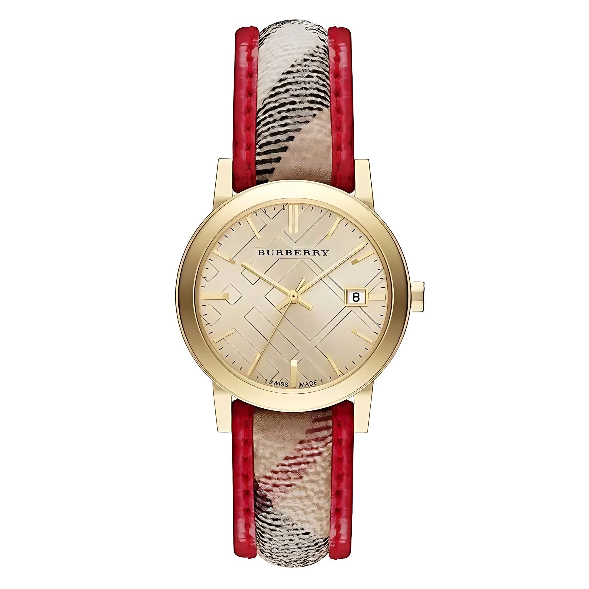 Burberry The City Damenuhr gold rot Lederarmband
