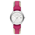 Burberry The City Damenuhr silber rot Lederarmband
