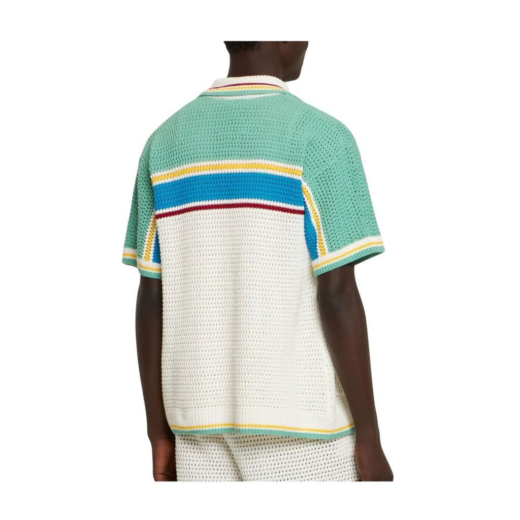 Casa Blanca Crocheted Cotton Tennis Shirt Herren