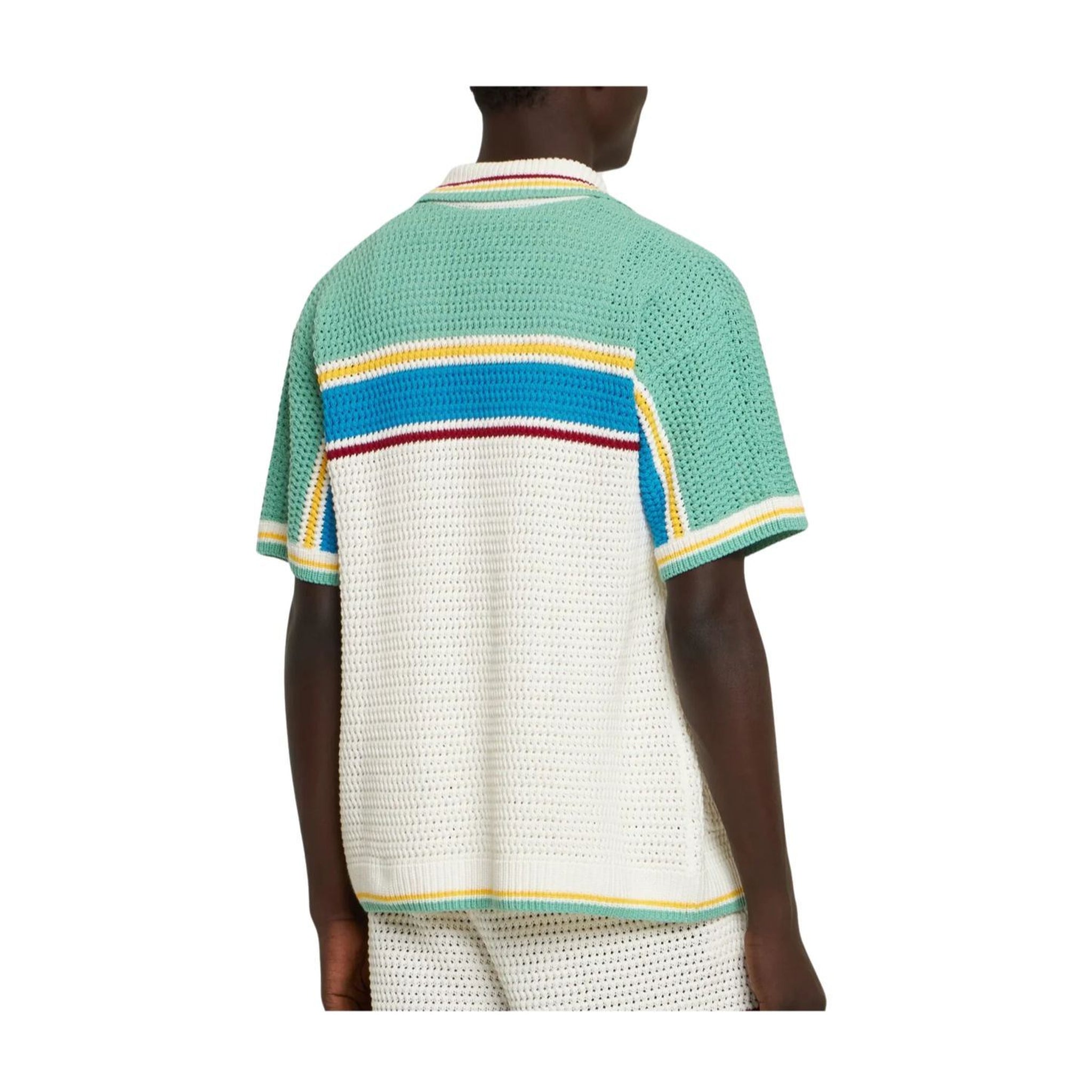 Casa Blanca Crocheted Cotton Tennis Shirt Herren