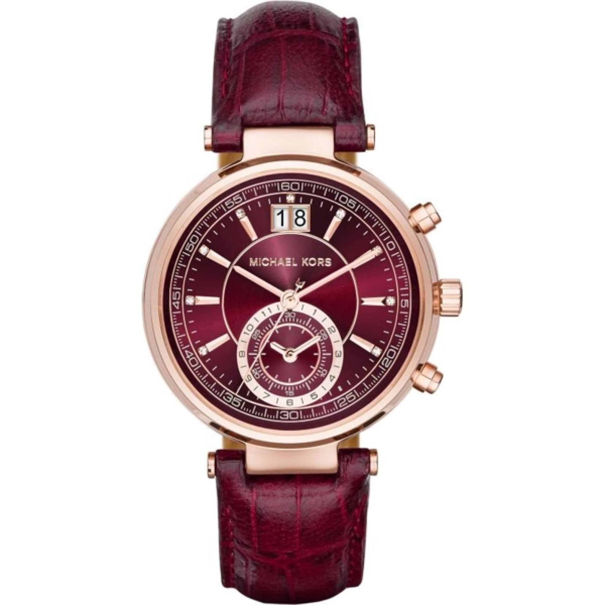 Michael Kors Sawyer Chronograph Lady Damenuhr roségold bordeaux