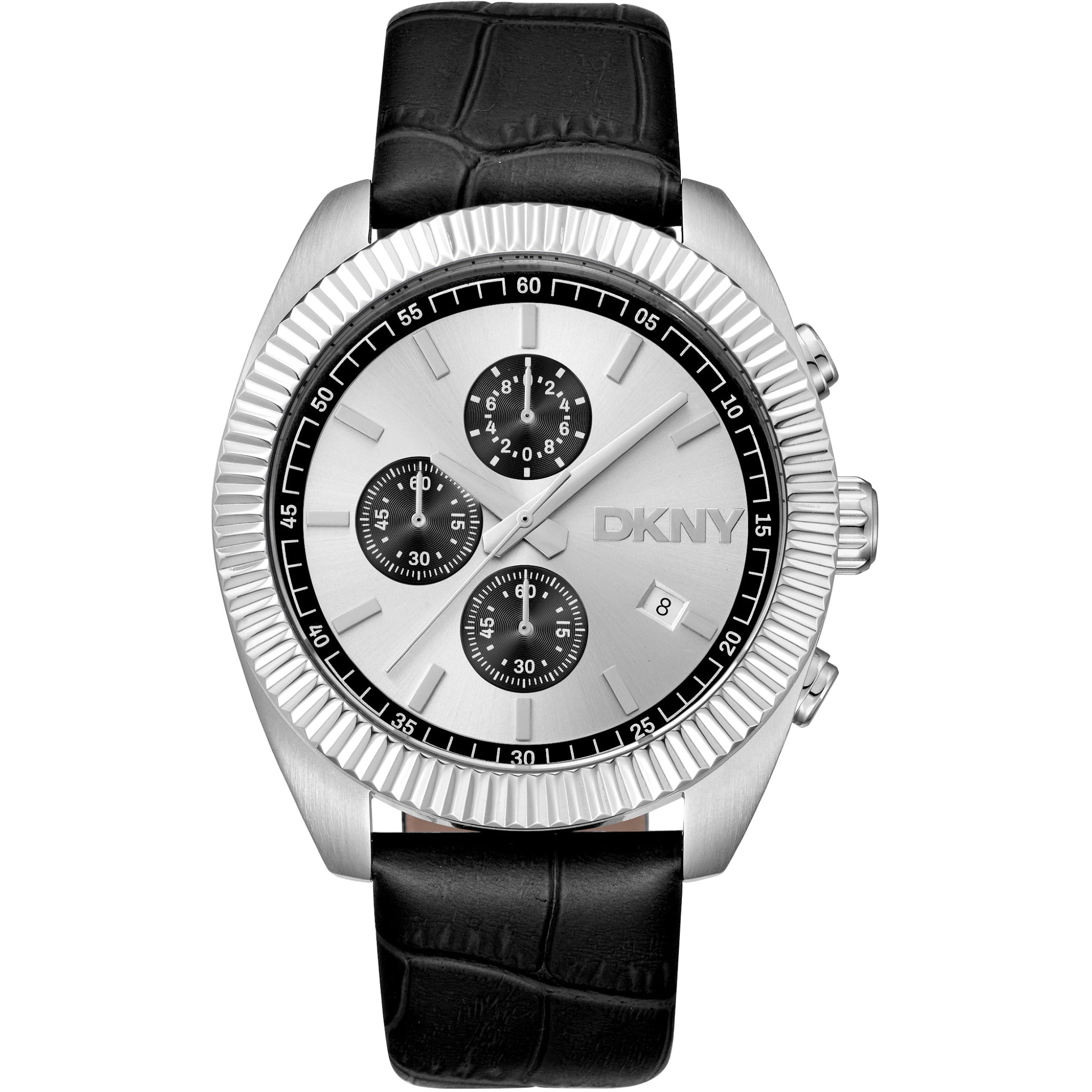 Donna Karan New York Herrenuhr Chronograph silber schwarz