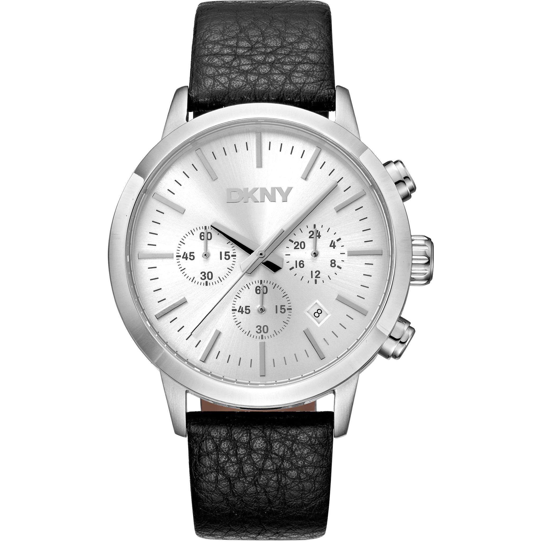 Donna Karan New York Chronograph Herren silber Lederarmband