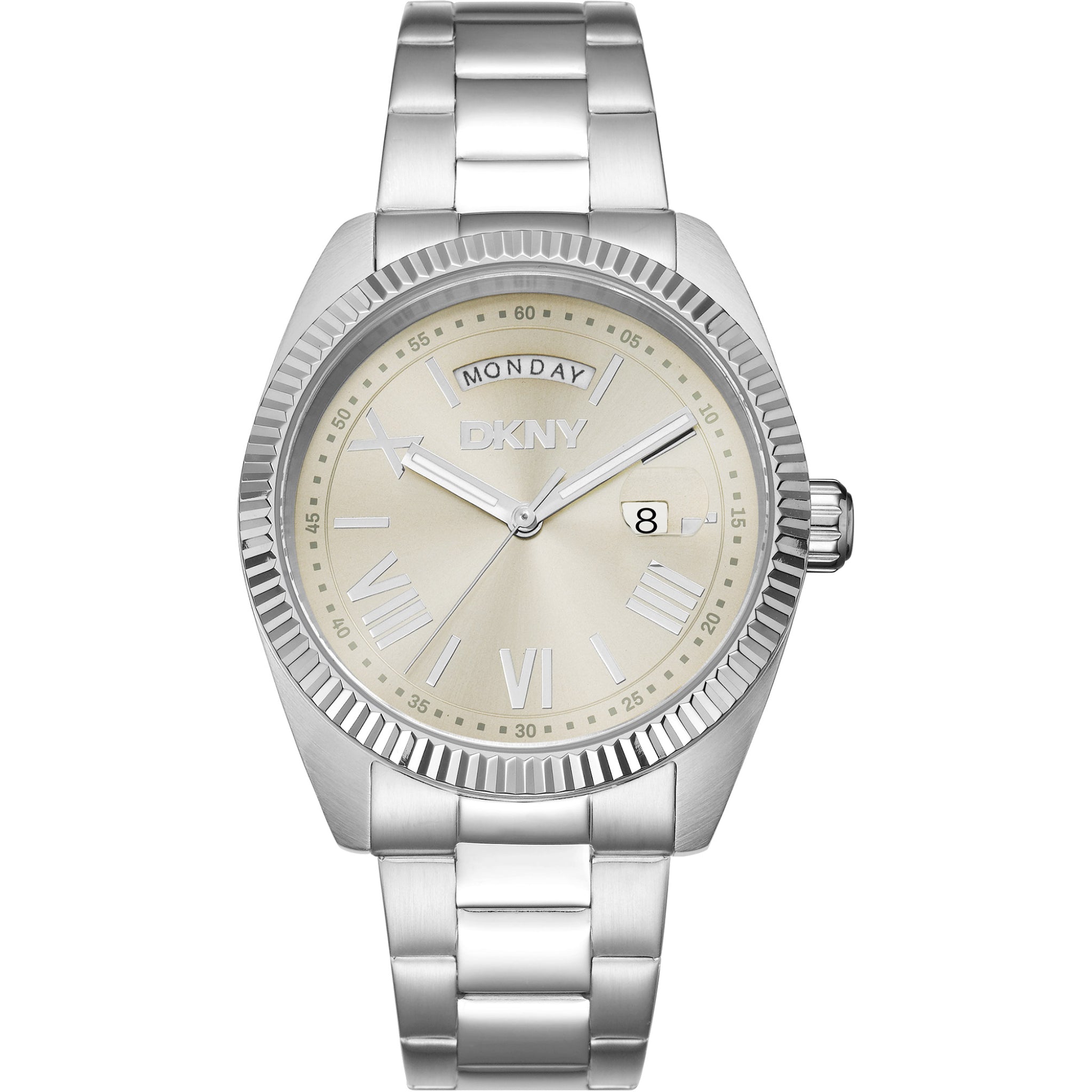 Donna Karan New York Everyday Date Herrenuhr silber gold