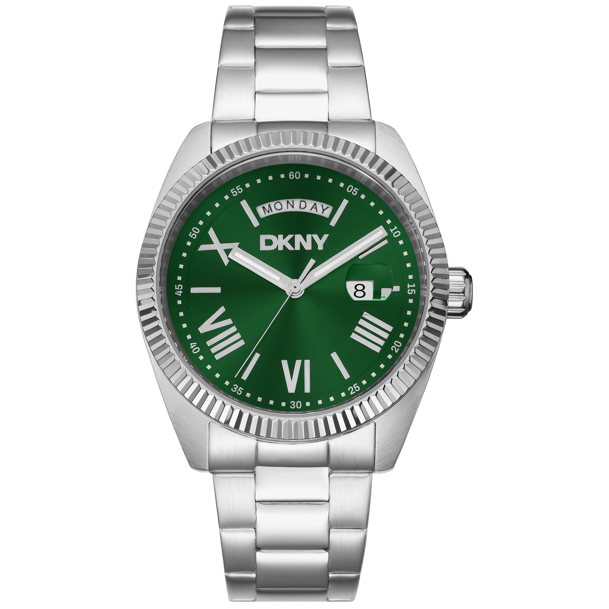 Donna Karan New York Herrenuhr silber gruen