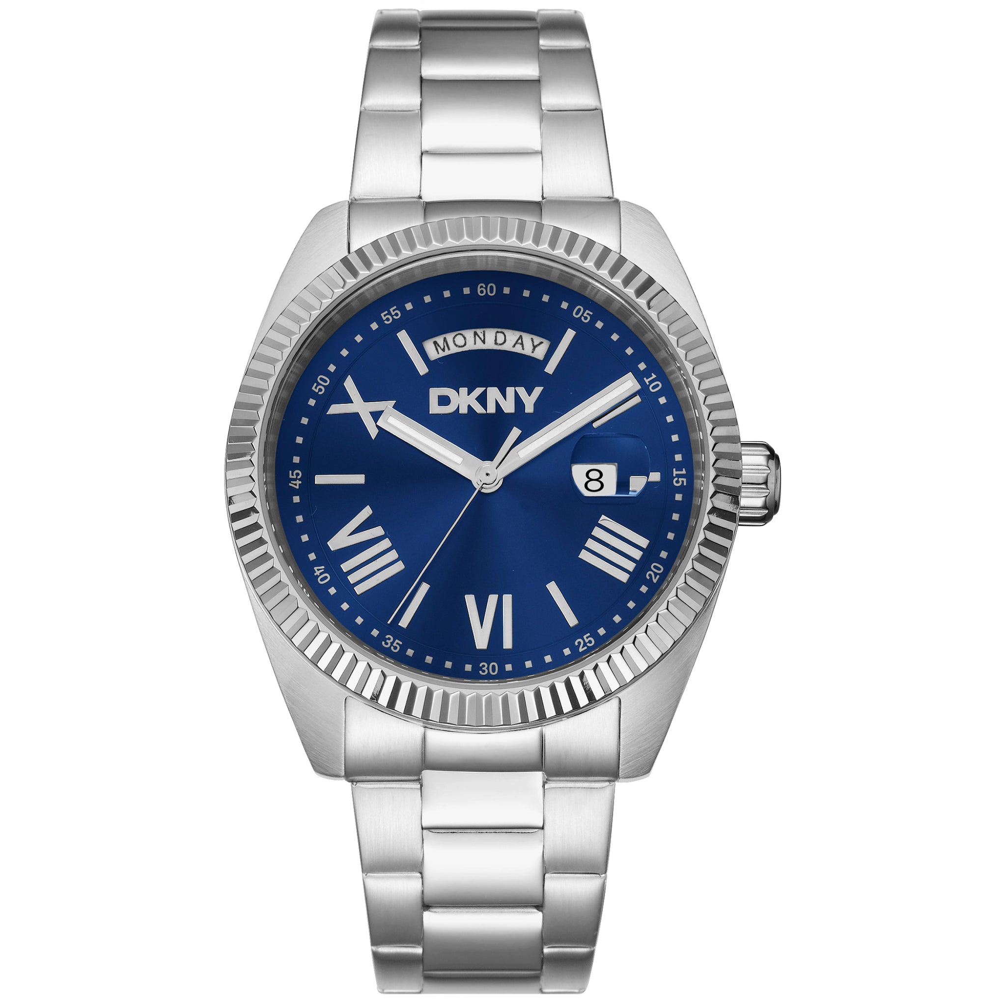 Donna Karan New York Herrenuhr silber blau