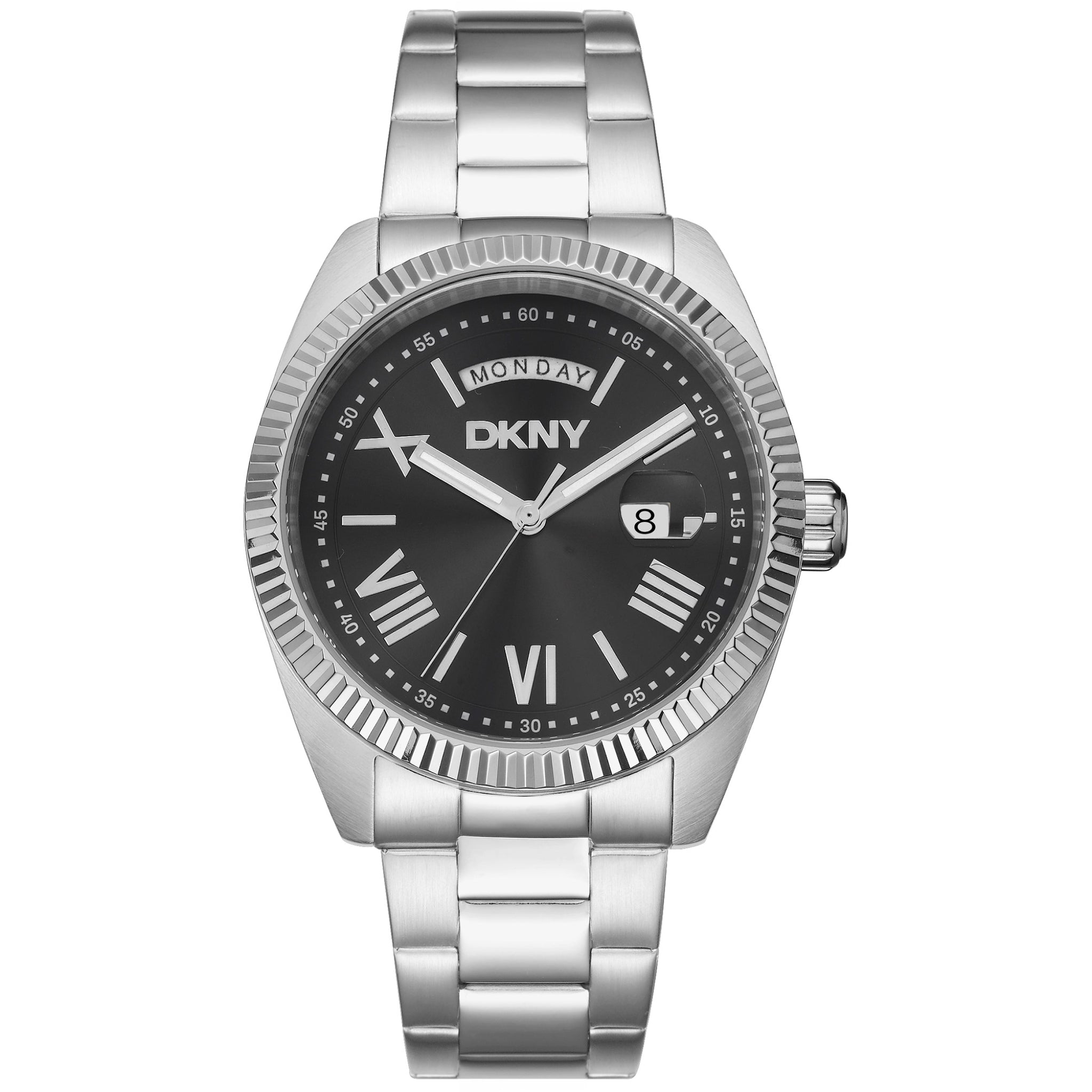 Donna Karan New York Herrenuhr silber schwarz