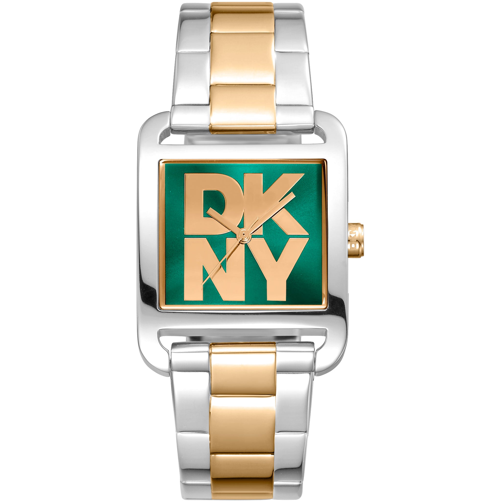 Donna Karan New York City Maxi Damenuhr silber gold gruen