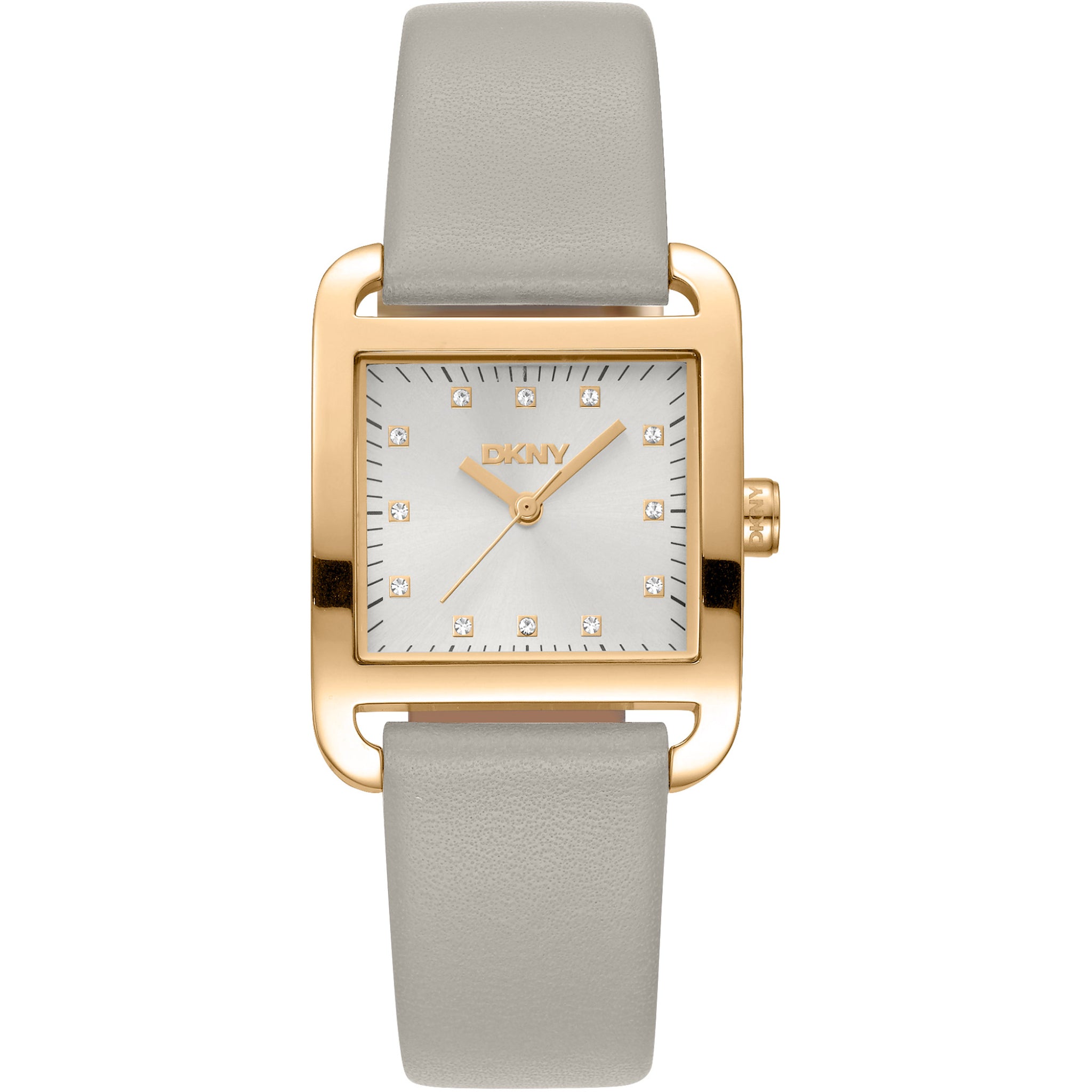 Donna Karan New York City Midi Damenuhr gold hellgrau Leder