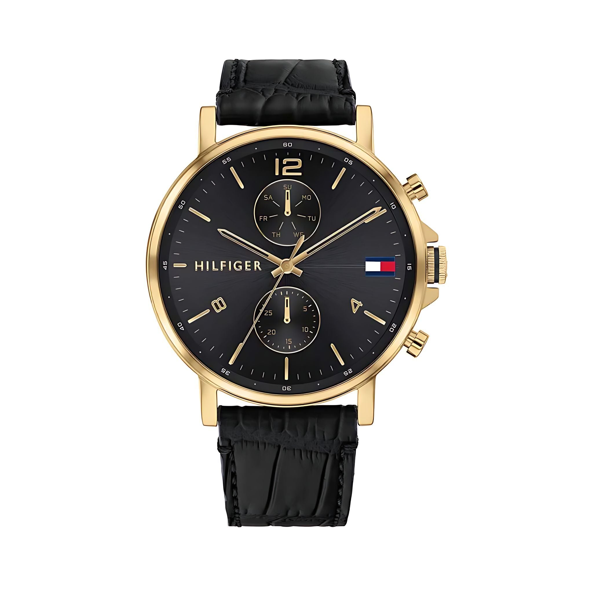 Tommy Hilfiger Daniel Armbanduhr gold schwarz Lederarmband