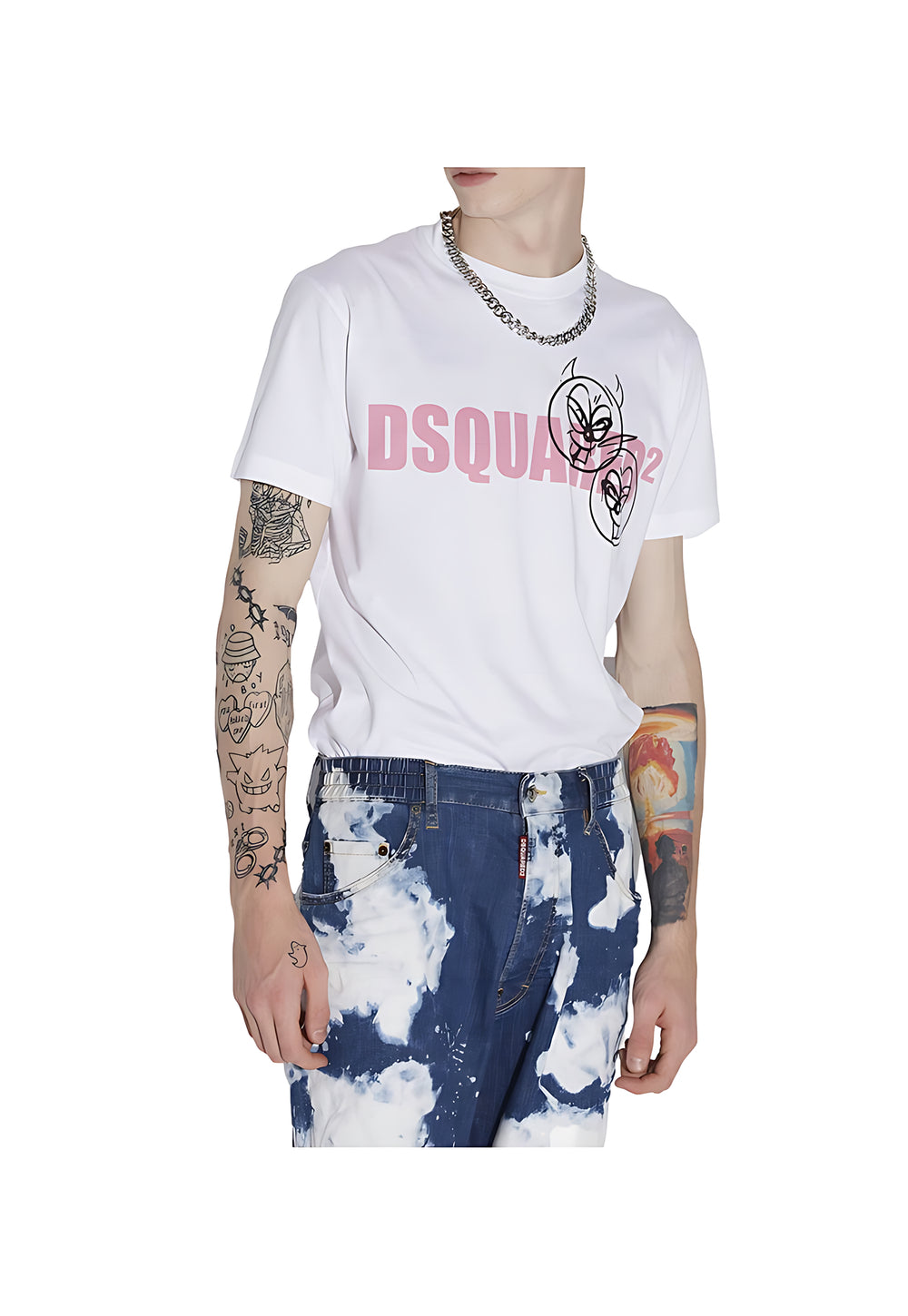 Dsquared2 Doodle Logo Face T-Shirt Herren weiß