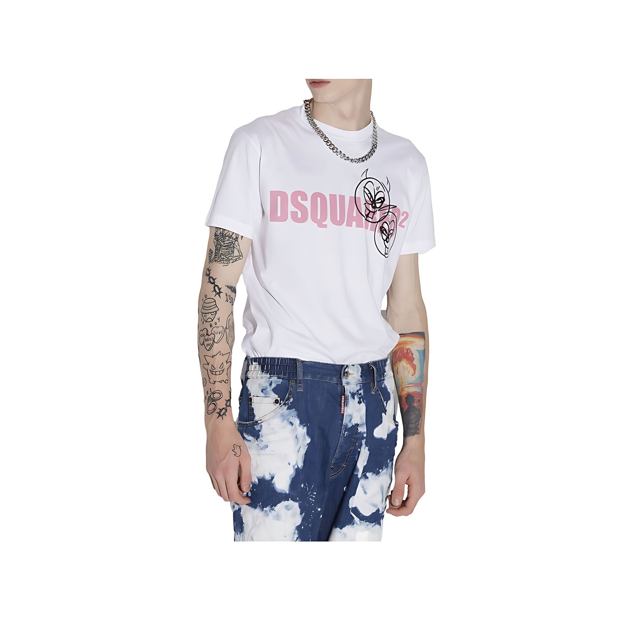Dsquared2 Doodle Logo Face T-Shirt Herren weiß
