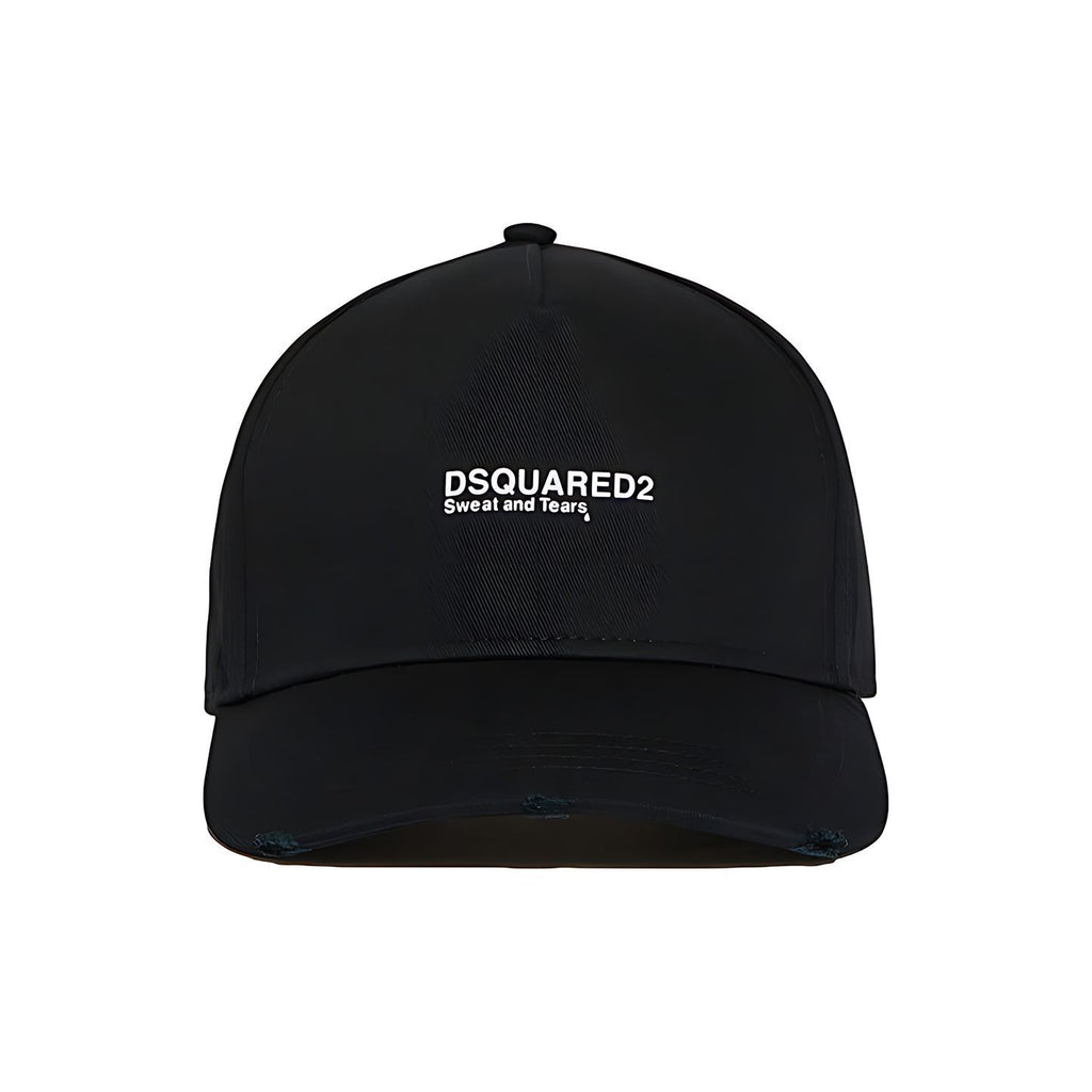 Dsquared2 Baseball Cap schwarz Weiße Sweat and Tears  Stickerei Unisex