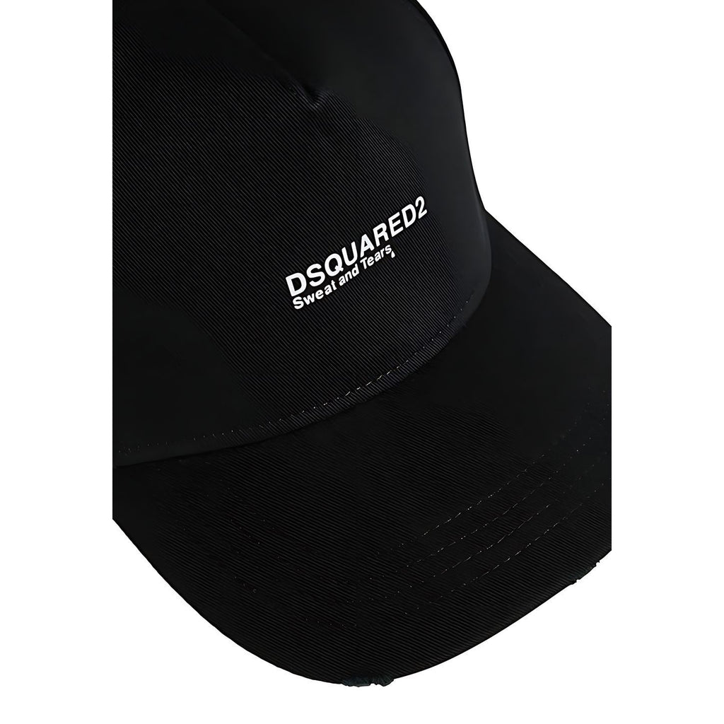 Dsquared2 Baseball Cap schwarz Weiße Sweat and Tears  Stickerei Unisex