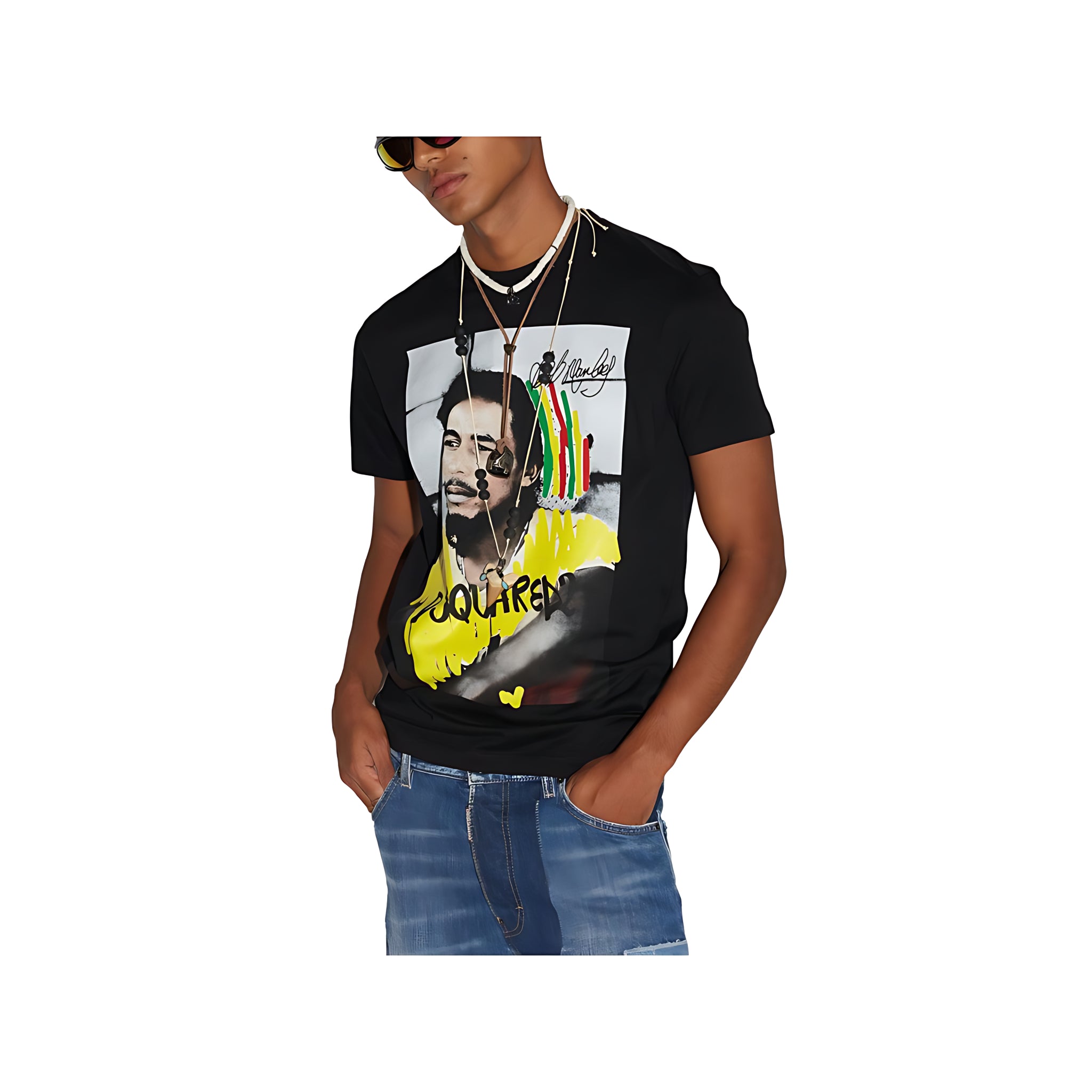 Dsquared2 Bob Marley T-Shirt Schwarz Herren