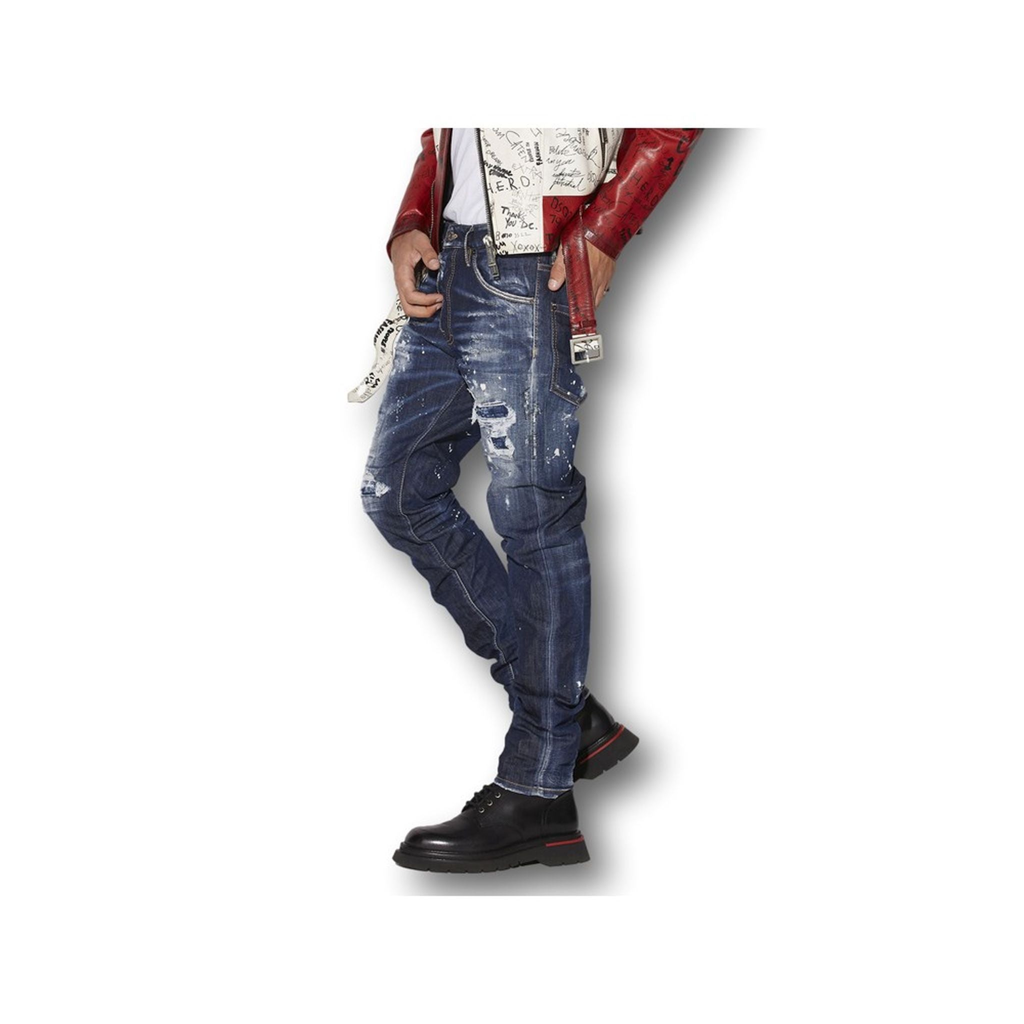 Dsquared2 Dark Ripped Bleach Jeans Herren