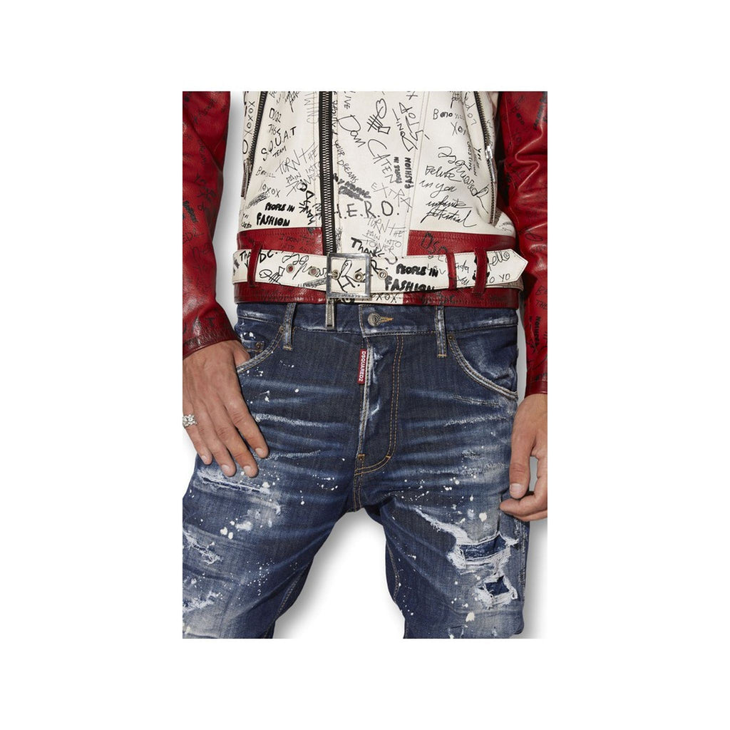 Dsquared2 Dark Ripped Bleach Jeans Herren