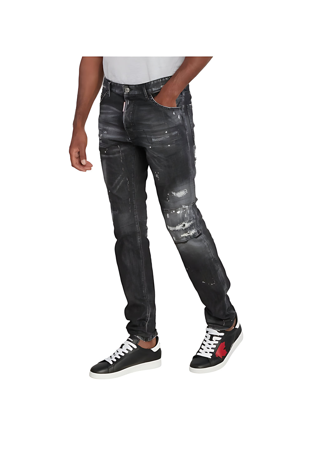 Dsquared2 Slim Fit Jeans im Distressed Look Schwarz Herren