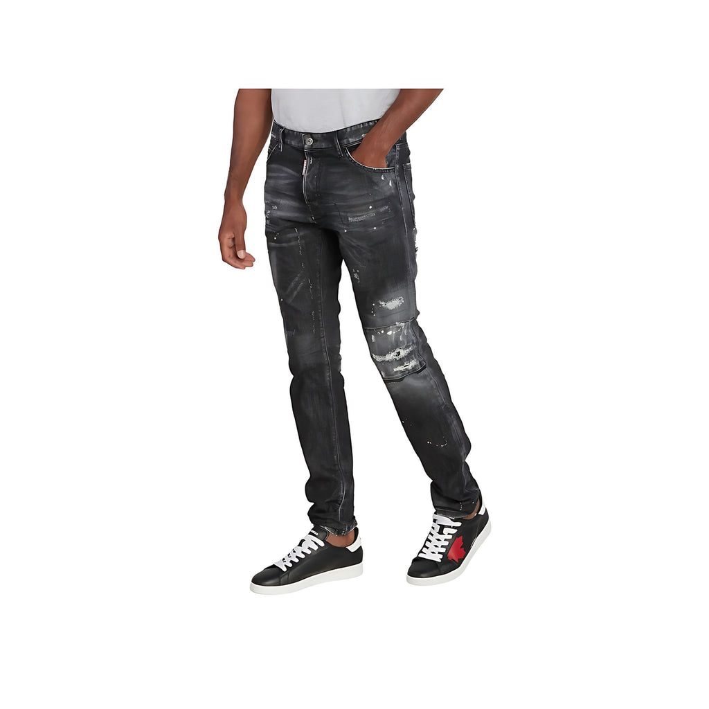 Dsquared2 Slim Fit Jeans im Distressed Look Schwarz Herren