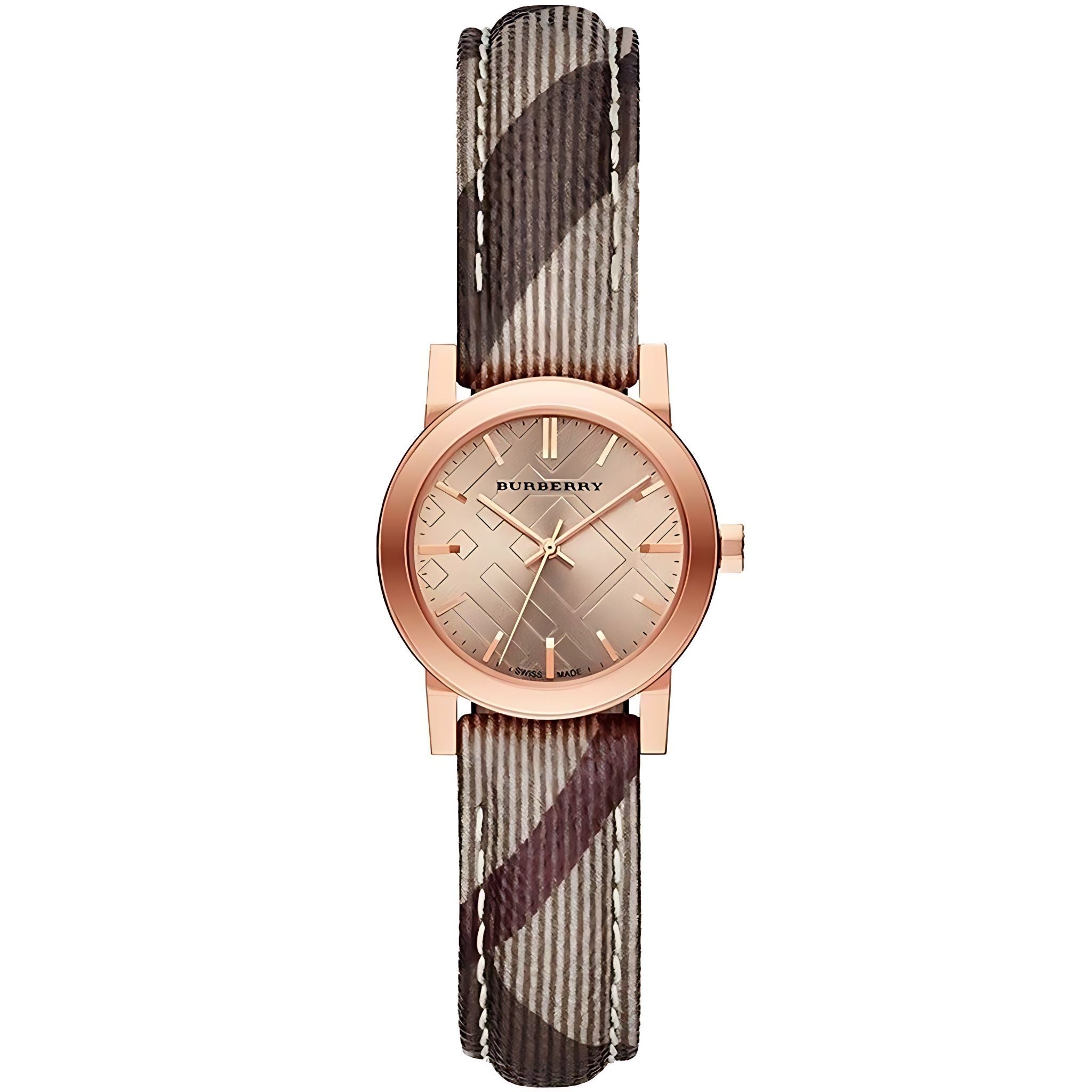Burberry The City Damenuhr roségold braun kariert