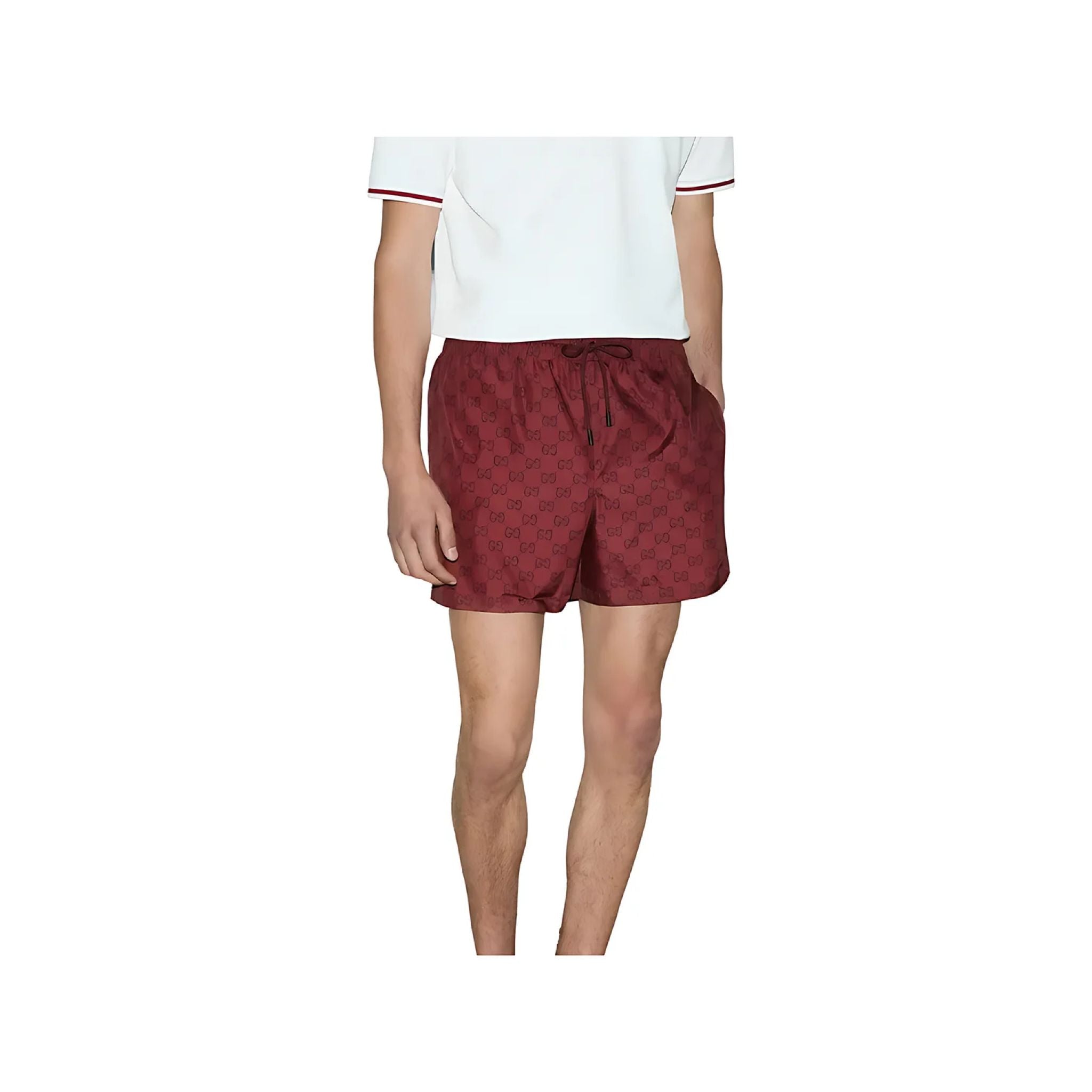 Gucci Badehose GG Logo Print Rot Herren