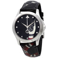 Gucci G Timeless Le Marché des Merveilles Damenuhr silber Lederarmband schwarz