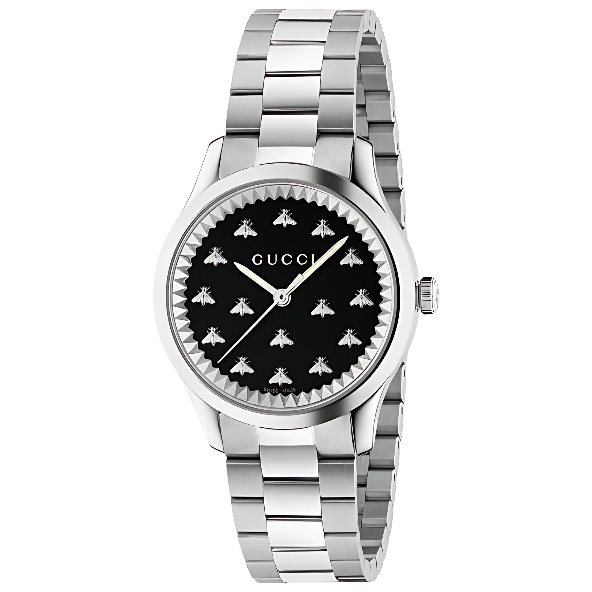Gucci G Timeless Damenuhr aus Edelstahl silber schwarz