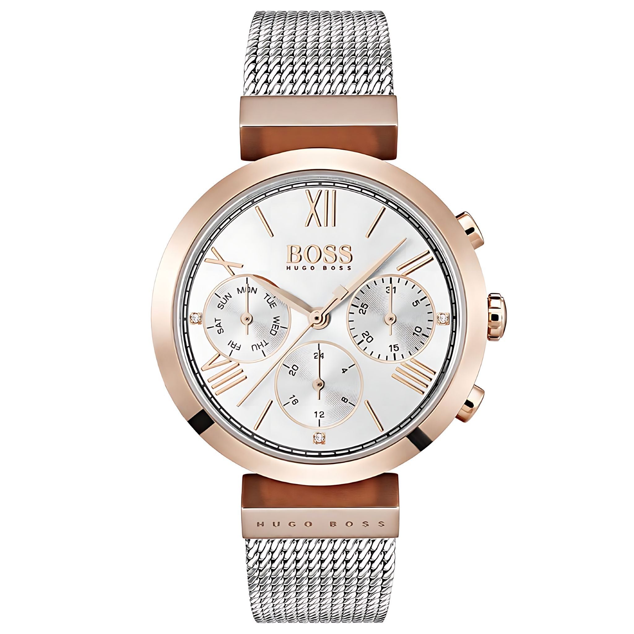 Hugo Boss Damenuhr Edelstahl silber roségold