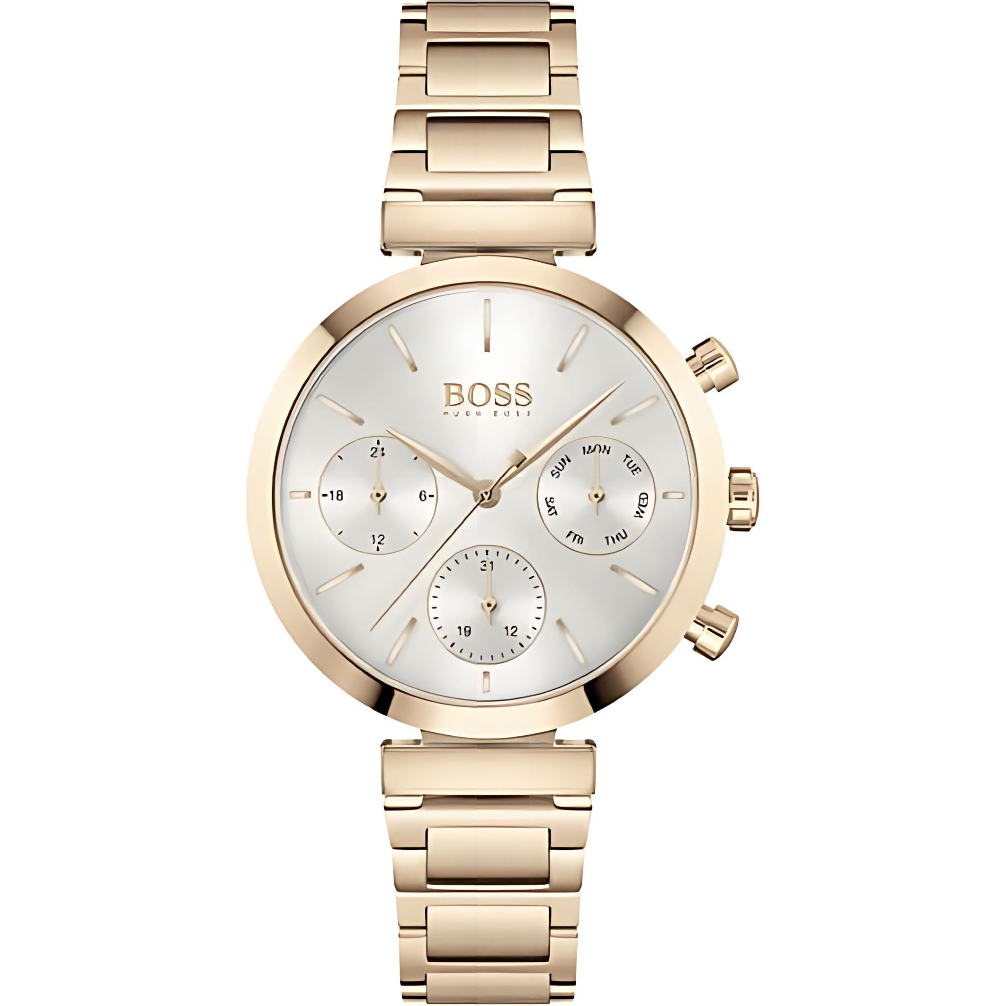 Hugo Boss Damenuhr Chronograph Edelstahl gold