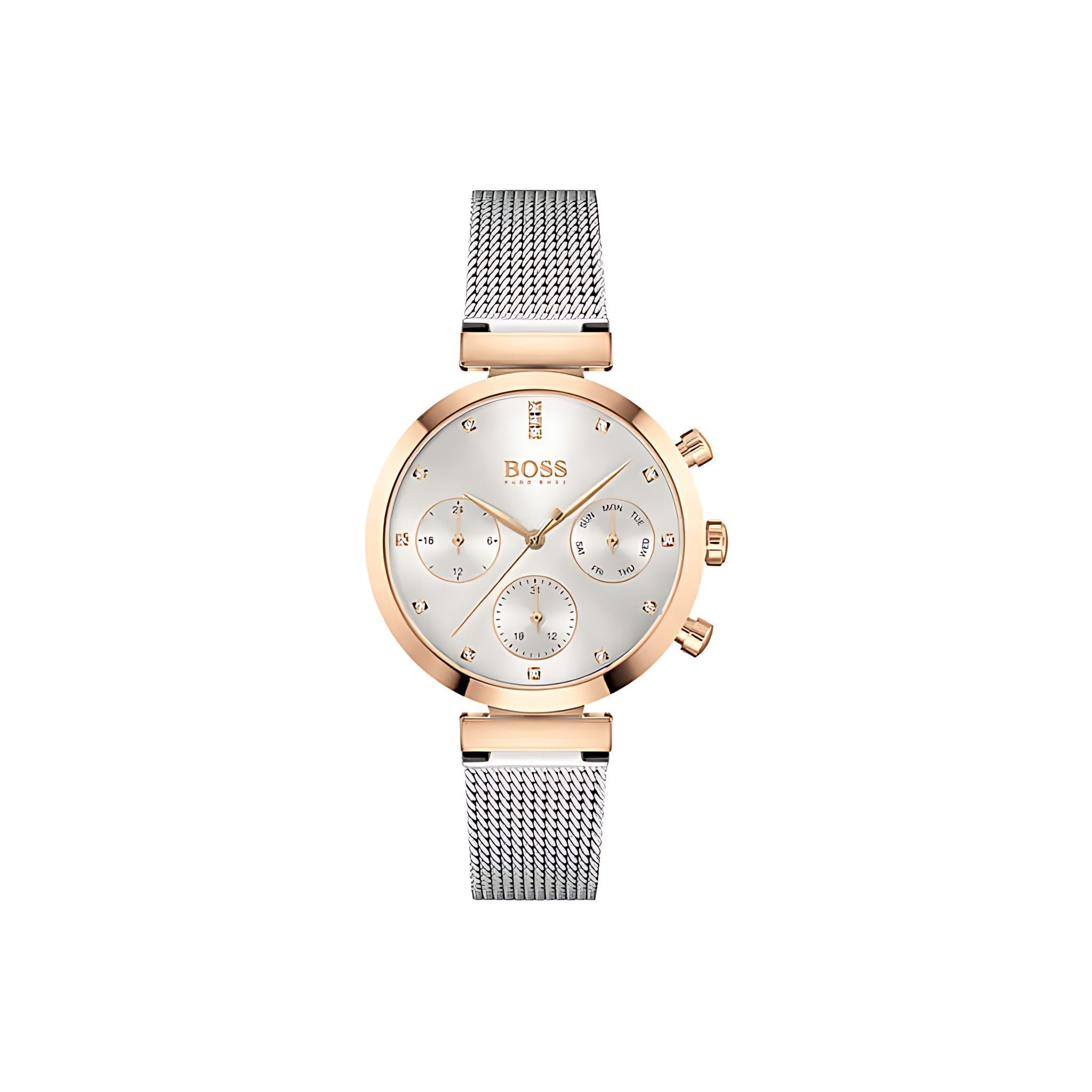 Hugo Boss Damenuhr Chronograph Edelstahl silber gold