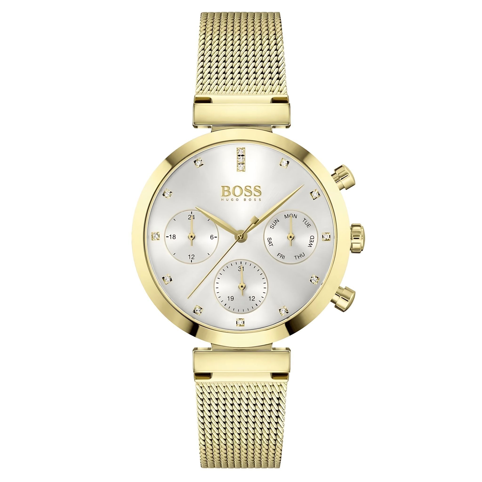 Hugo Boss Damenuhr Chronograph Edelstahl gold